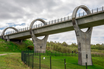 A view of Falkirk Wheel aqueduct posts