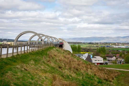 A view of Falkirk Wheel boat lift and canal