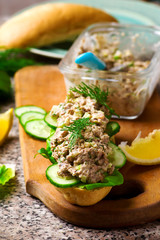 Tuna salad sandwich.style rustic.