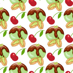 Ice cream sweet dessert seamless pattern cold food vector illustrations