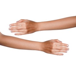 beautiful woman's hand isolated on white background
