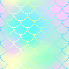 Fish scale pattern background. Gradient mesh vector texture. Candy color mermaid seamless pattern. © Elya.Q