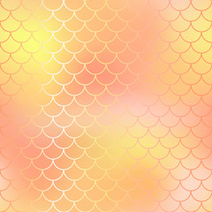 Gradient mesh vector texture. Blush pink and yellow fish skin background.