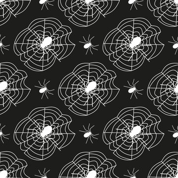 Cobweb seamless pattern background spider web halloween black vector