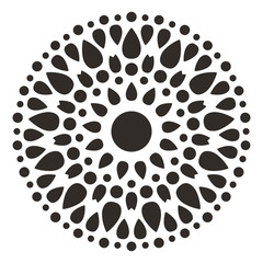Wonderful Mandala Decoration Ornament. Black on White Background. 