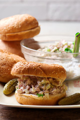 southern ham salad sandwich.style rustic.