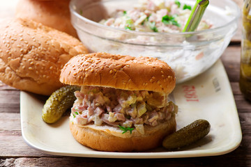 southern ham salad sandwich.style rustic.