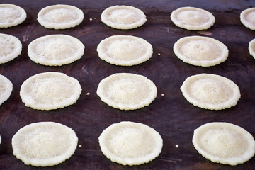 dough of katayef dessert preparing in Ramadan