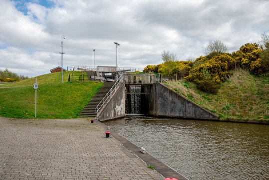 A lock connecting Union canal with a top of Falkirk Wheel canal