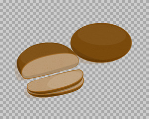 Black bread isolated, sliced on a transparent background