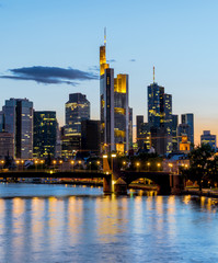 Fototapeta na wymiar Panoramic of Frankfurt at Main skyline at night. Financial center of Germany.