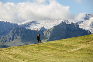 Fototapeta na wymiar Hiking on Dolomites