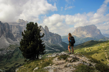 Naklejka premium Hiking on Dolomites