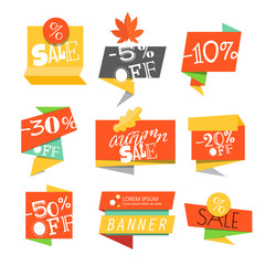 Sale vector banners. Sale banners template. Different paper sale banners