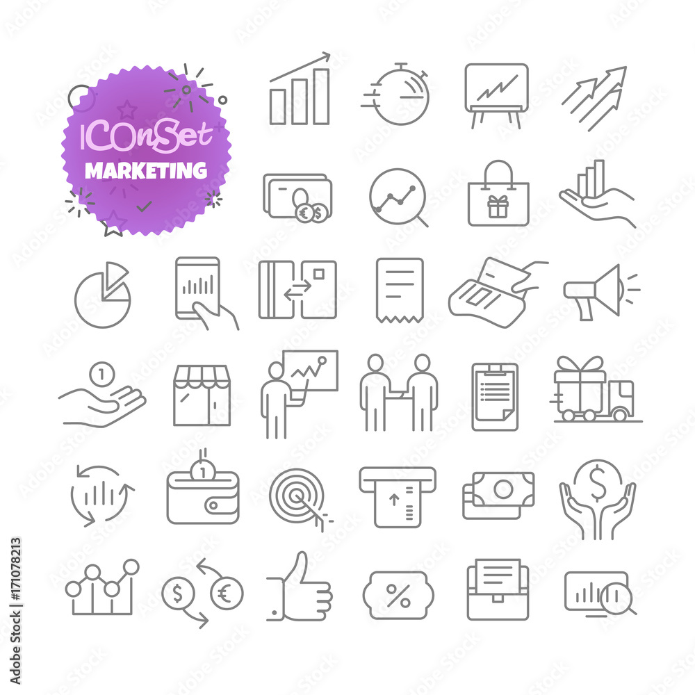 Poster outline icon set. vector pictogram set. marketing
