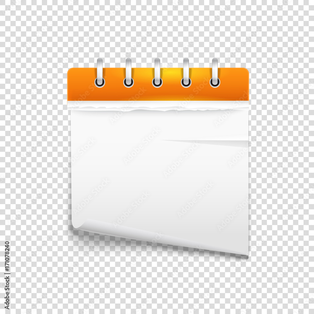 Poster Paper diary on transparent background vector mockup. Template for a text