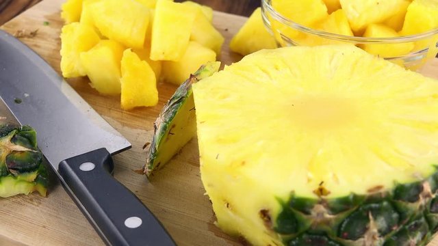 Diced Pineapple as seamless loopable rotating 4K UHD footage
