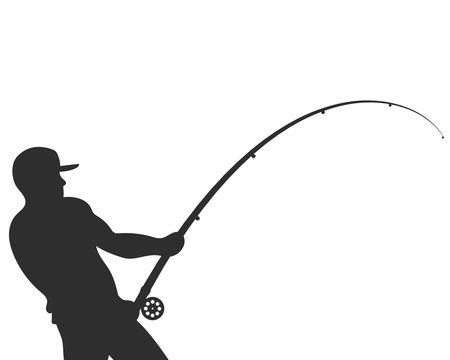 Silhouette of a fisherman with a fishing rod vector