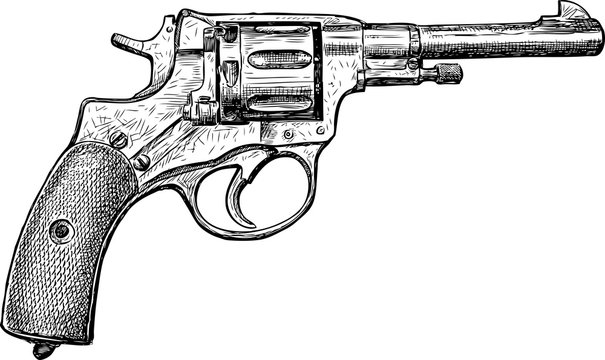 sketch of an old revolver