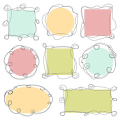 Set of hand made drawing frames for text