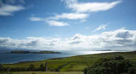 Fototapeta premium view towards the summer isles in northern scotland