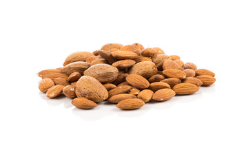 Almonds on a white background