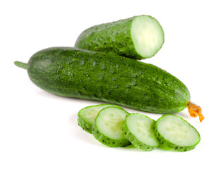 Sliced cucumber isolated on a white background