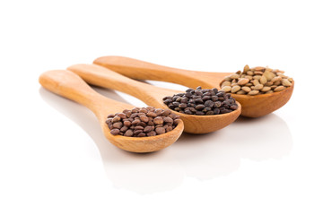 lentils in spoon isolated