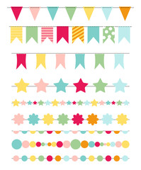 Party Flags, Buntings,  Brushes for Creating a Party Invitation 