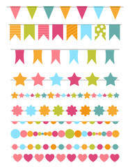 Party Flags, Buntings,  Brushes for Creating a Party Invitation 