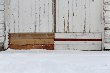 Double leaf plank door of rorbu-traditional fishing hut. Hamnoy-Reine-Lofoten-Norway. 0386