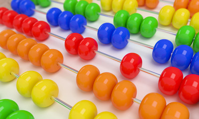 Close up abacus on white background