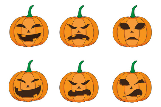 Set of emotion of pumpkin for halloween.