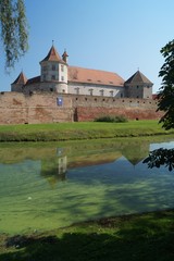 Naklejka na ściany i meble Picture with Fagaras fortress (1310), Brasov, Romania