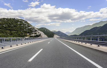 High-speed country road among the mountains.
