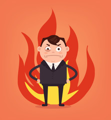 Angry man office worker businessman character. Vector flat cartoon illustration