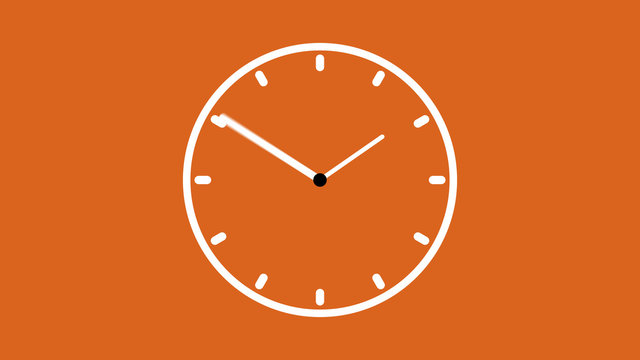 Clock graphic with hour and minute hands orange