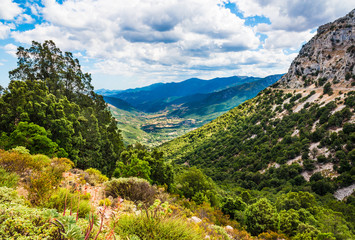 Fototapeta na wymiar Mountain green valley summer landscape.Sardinia adventure travel, Italy.
