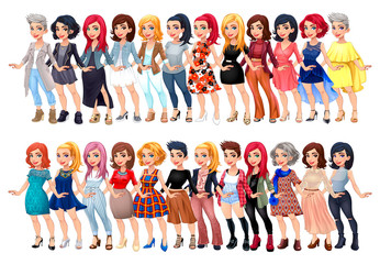 Varied female fashion avatar - obrazy, fototapety, plakaty