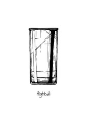 illustration of tumbler glass. Highball.