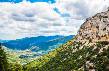 Naklejka premium Mountain green valley summer landscape.Sardinia adventure travel, Italy.