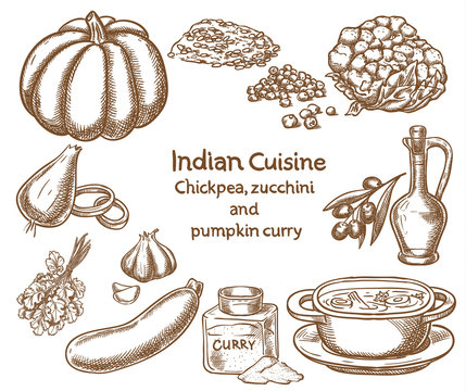 Chickpea,zucchini and pumpkin curry  Ingredients