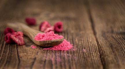 Raspberry powder, selective focus