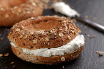 Bagel sandwich with soft cheese