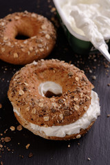 Bagel sandwich with soft cheese