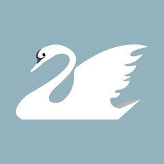 Graceful cartoon swan. Vector illustration.