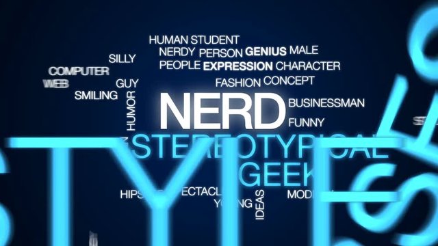 Nerd animated word cloud, text design animation.