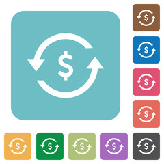 Dollar pay back rounded square flat icons