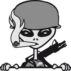wand army armee soldat schießen krieg kämpfer maschinen gewehr waffe zigarre cool navy general ausserirdischer grey cool aliens Ufo
