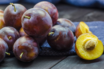ripe fresh plums